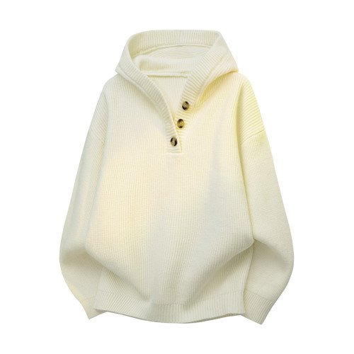 連帽針織開衫男士秋冬季高品質雙拉鍊衫寬松日系純色簡約休閒線衣 連帽針織開衫男士秋冬季高品質雙拉鍊衫寬松日系純色簡約休閒線衣