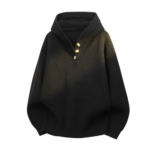 連帽針織開衫男士秋冬季高品質雙拉鍊衫寬松日系純色簡約休閒線衣 連帽針織開衫男士秋冬季高品質雙拉鍊衫寬松日系純色簡約休閒線衣