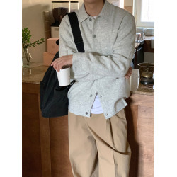 SSUMENAM「老錢風 翻領設計」高級感毛衣開衫男秋冬針織衫外套