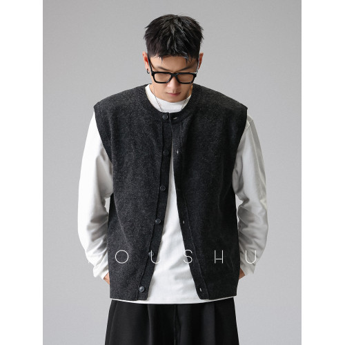 YOUSHU「織物呼吸」雲感慵懶風開衫毛衣背心男秋季老錢風針織馬甲 YOUSHU「織物呼吸」雲感慵懶風開衫毛衣背心男秋季老錢風針織馬甲