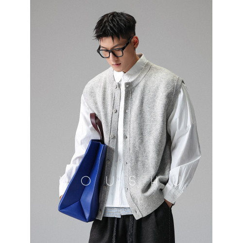 YOUSHU「織物呼吸」雲感慵懶風開衫毛衣背心男秋季老錢風針織馬甲 YOUSHU「織物呼吸」雲感慵懶風開衫毛衣背心男秋季老錢風針織馬甲