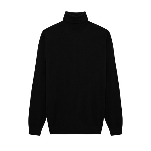 韓國純棉秋冬季可翻高領毛衣男士內搭長袖韓版修身純色打底針織衫