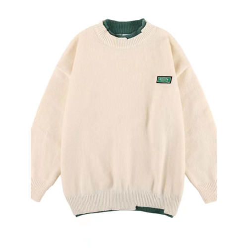 假兩件毛衣男冬季加絨加厚羊毛衫線衣慵懶風內搭針織衫外套上衣服 假兩件毛衣男冬季加絨加厚羊毛衫線衣慵懶風內搭針織衫外套上衣服