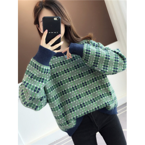 冬季高級感超好看格子女士毛衣女款2025新款秋冬慵懶風針織打底衫 冬季高級感超好看格子女士毛衣女款2025新款秋冬慵懶風針織打底衫