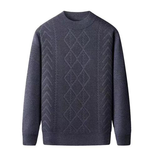 秋冬季爸爸裝圓領毛衣加絨加厚打底衫中老年人爺爺針織保暖上衣 秋冬季爸爸裝圓領毛衣加絨加厚打底衫中老年人爺爺針織保暖上衣