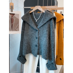 海軍領毛衣外套女2025秋冬新款寬松慵懶風外穿上衣加厚針織開衫潮