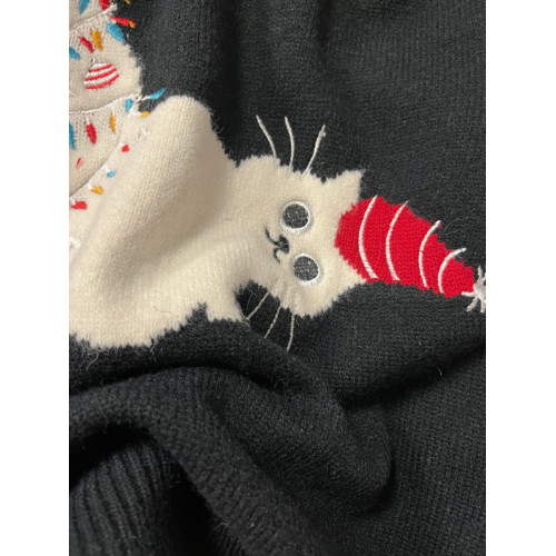 氛圍感圓領聖誕貓刺綉套頭毛衣女秋冬季新款寬松甜美百搭針織上衣 氛圍感圓領聖誕貓刺綉套頭毛衣女秋冬季新款寬松甜美百搭針織上衣