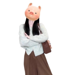 綠色毛衣開衫外套女秋冬季針織衫2025新款打底短上衣慵懶風高級感