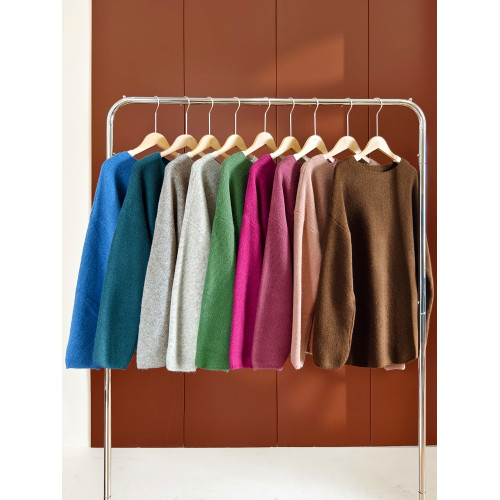 小耳出品 大版！羊毛混紡/波浪反針/厚實軟糯 寬鬆圓領減齡上衣女