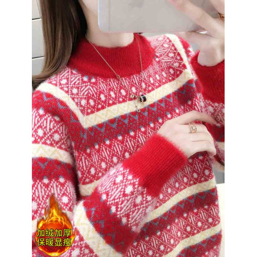 加絨加厚不起球水絨毛衣女大童半高領學生條紋高中費爾島針織打底 加絨加厚不起球水絨毛衣女大童半高領學生條紋高中費爾島針織打底
