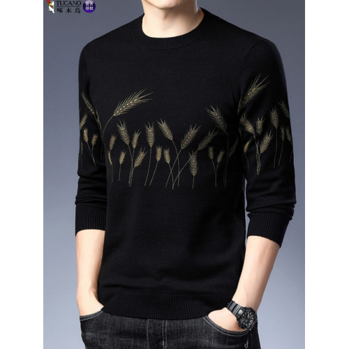 啄木鳥針織衫男秋冬新款打底衫中年男士時尚潮流毛衣圓領套頭毛衣