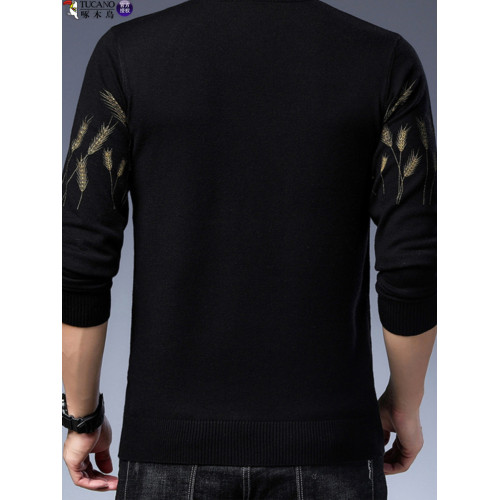 啄木鳥針織衫男秋冬新款打底衫中年男士時尚潮流毛衣圓領套頭毛衣