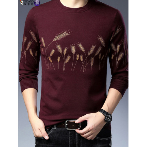 啄木鳥針織衫男秋冬新款打底衫中年男士時尚潮流毛衣圓領套頭毛衣