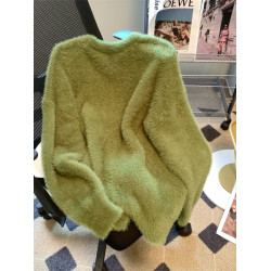 兔子毛衣女秋冬2025新款水貂絨加厚寬松慵懶風外穿學生高級感上衣