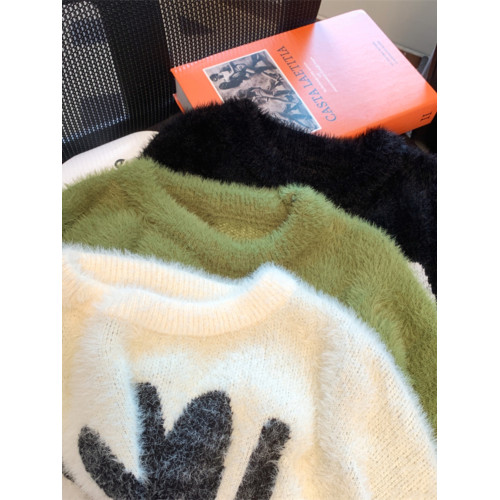 兔子毛衣女秋冬2025新款水貂絨加厚寬松慵懶風外穿學生高級感上衣 兔子毛衣女秋冬2025新款水貂絨加厚寬松慵懶風外穿學生高級感上衣