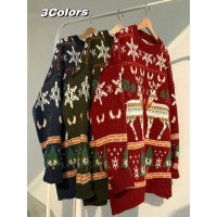 聖誕ins喜慶情侶裝毛衣男女秋冬季韓版休閒慵懶風新年針織衫外套