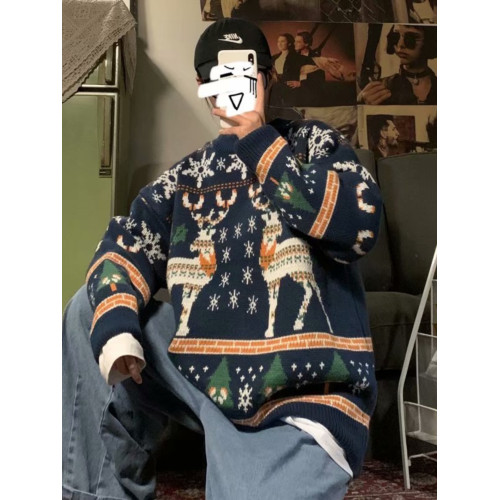 聖誕ins喜慶情侶裝毛衣男女秋冬季韓版休閒慵懶風新年針織衫外套 聖誕ins喜慶情侶裝毛衣男女秋冬季韓版休閒慵懶風新年針織衫外套