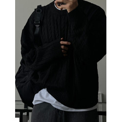 SSUMENAM「極簡風 麻花紋理」高級感毛衣男秋冬內搭針織衫外套