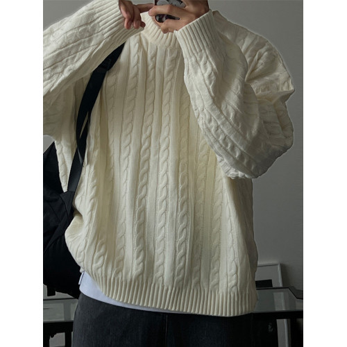 SSUMENAM「極簡風 麻花紋理」高級感毛衣男秋冬內搭針織衫外套