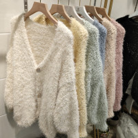 女士毛茸茸毛衣外套女秋款女裝2025年新款針織開衫秋冬慵懶外搭潮