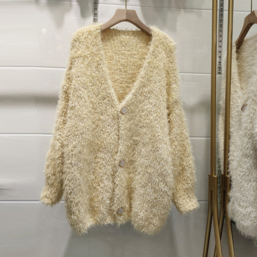 女士毛茸茸毛衣外套女秋款女裝2025年新款針織開衫秋冬慵懶外搭潮 女士毛茸茸毛衣外套女秋款女裝2025年新款針織開衫秋冬慵懶外搭潮