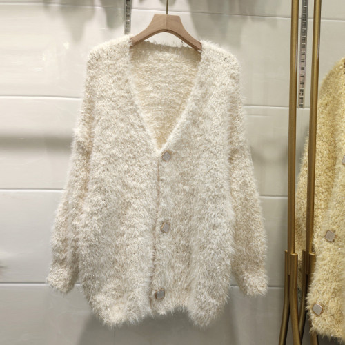 女士毛茸茸毛衣外套女秋款女裝2025年新款針織開衫秋冬慵懶外搭潮 女士毛茸茸毛衣外套女秋款女裝2025年新款針織開衫秋冬慵懶外搭潮