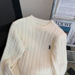 kor-anya麻花圓領套頭毛衣女秋冬韓系慵懶軟糯寬松顯瘦針織衫上衣