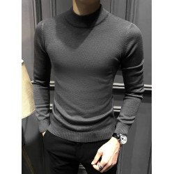 秋冬半高領毛衣男加絨2025新款男士針織緊身內搭修身冬季高級打底