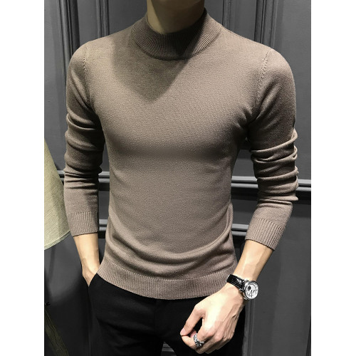 秋冬半高領毛衣男加絨2025新款男士針織緊身內搭修身冬季高級打底