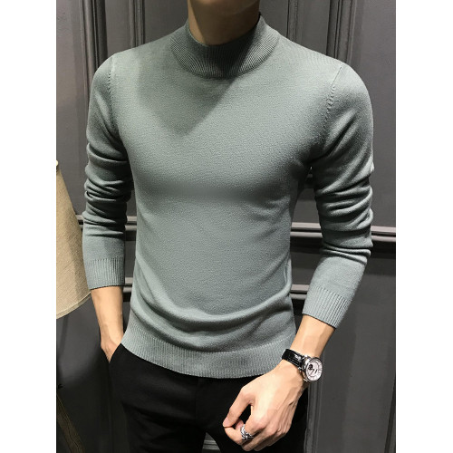 秋冬半高領毛衣男加絨2025新款男士針織緊身內搭修身冬季高級打底