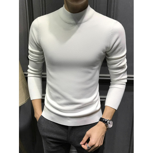 秋冬半高領毛衣男加絨2025新款男士針織緊身內搭修身冬季高級打底
