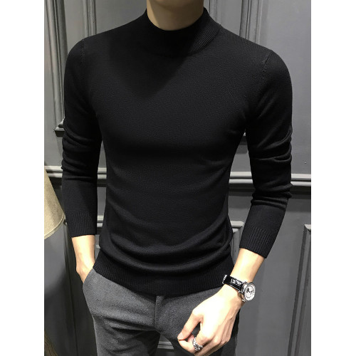 秋冬半高領毛衣男加絨2025新款男士針織緊身內搭修身冬季高級打底
