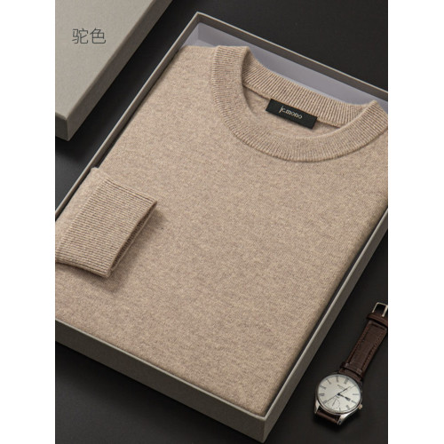 鄂爾多新款100%純絨衫男半高圓領加厚超暖中年針織衫打底衫毛衣