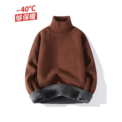零下40度防寒高領毛衣男女秋冬季加絨加厚保暖線衣內搭打底針織衫