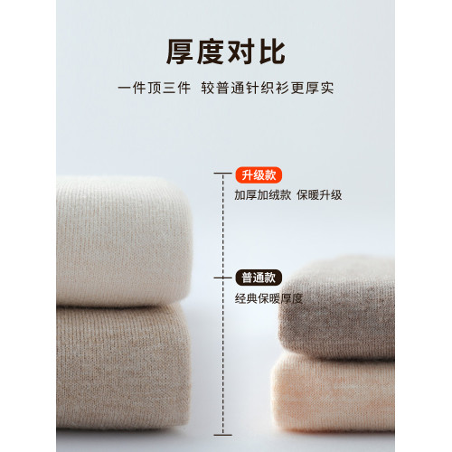 2025秋冬新款半高領打底衫女內搭加絨加厚白色毛衣女上衣針織衫