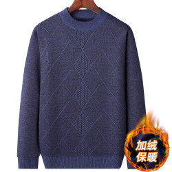 中年男士毛衣秋冬季加絨加厚爸爸冬裝打底衫爺爺中老年人保暖衣服