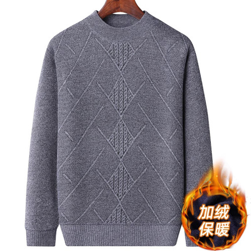 中年男士毛衣秋冬季加絨加厚爸爸冬裝打底衫爺爺中老年人保暖衣服