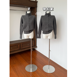 玖月伍 白色毛絨立領上衣女毛針織衫純欲開衫秋冬季2025新款穿搭