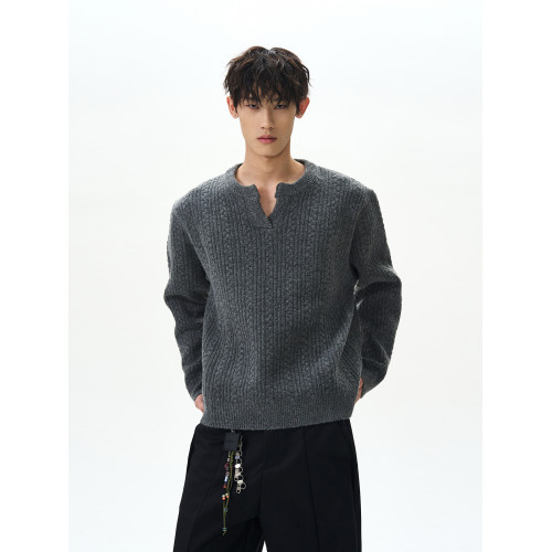 A PUEE美式高街cleanfit麻花紋毛衣男女休閒慵懶巴恩風復古針織衫