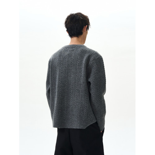 A PUEE美式高街cleanfit麻花紋毛衣男女休閒慵懶巴恩風復古針織衫