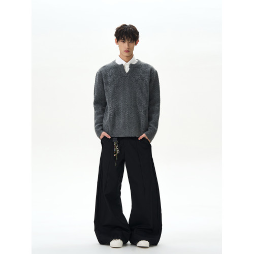 A PUEE美式高街cleanfit麻花紋毛衣男女休閒慵懶巴恩風復古針織衫