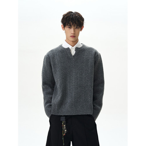 A PUEE美式高街cleanfit麻花紋毛衣男女休閒慵懶巴恩風復古針織衫