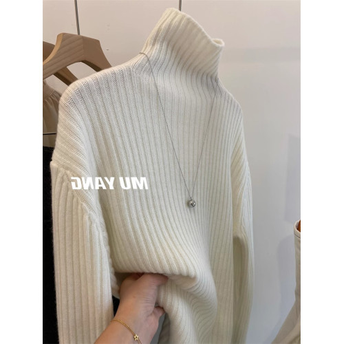 灰色高領軟糯打底毛衣女秋冬慵懶風高級感加厚寬松坑條針織衫上衣 灰色高領軟糯打底毛衣女秋冬慵懶風高級感加厚寬松坑條針織衫上衣