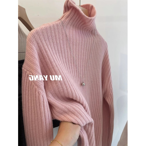 灰色高領軟糯打底毛衣女秋冬慵懶風高級感加厚寬松坑條針織衫上衣 灰色高領軟糯打底毛衣女秋冬慵懶風高級感加厚寬松坑條針織衫上衣