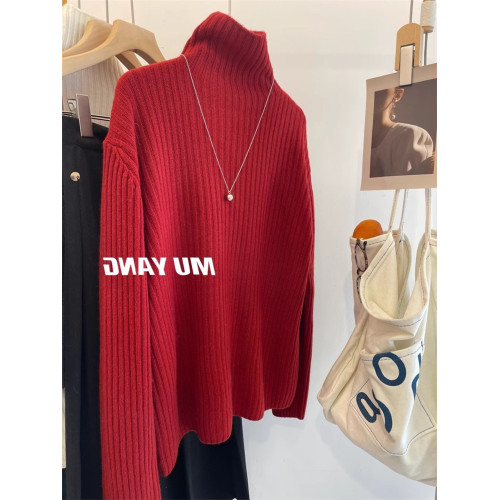 灰色高領軟糯打底毛衣女秋冬慵懶風高級感加厚寬松坑條針織衫上衣 灰色高領軟糯打底毛衣女秋冬慵懶風高級感加厚寬松坑條針織衫上衣