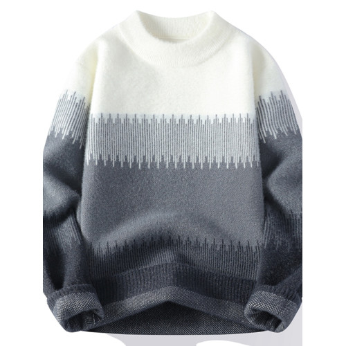 毛衣男秋冬款水貂絨加厚青少年潮牌線衣針織打底衫高中學生保暖衣