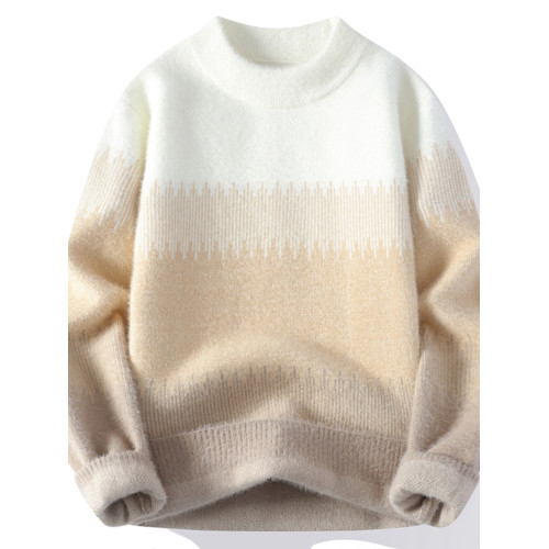 毛衣男秋冬款水貂絨加厚青少年潮牌線衣針織打底衫高中學生保暖衣