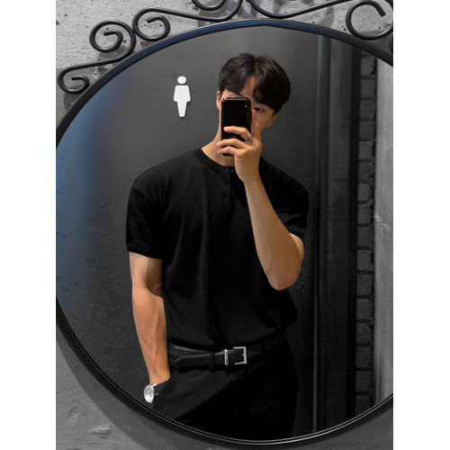 MRCYC男士短袖T恤韓系潮流夏季老錢風針織半袖上衣冰絲打底衫