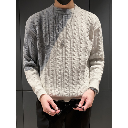 半高領毛衣男冬季慵懶風套頭線衣潮牌寬松韓版拼色打底圓領針織衫 半高領毛衣男冬季慵懶風套頭線衣潮牌寬松韓版拼色打底圓領針織衫