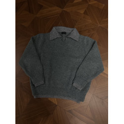 RTIMFD復古假兩件v領翻領毛衣 cleanfit高級針織衫上衣慵懶風外套